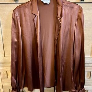 Calvin Klein Silk Brown Wrap and Tie Vintage Blouse